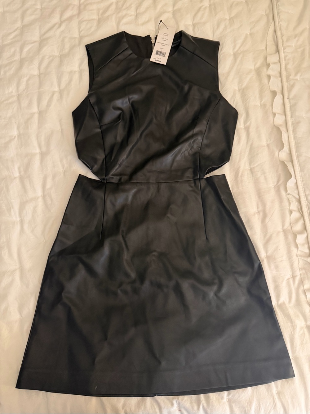 French Connection Black Faux-Leather Cutout Sheath Dress